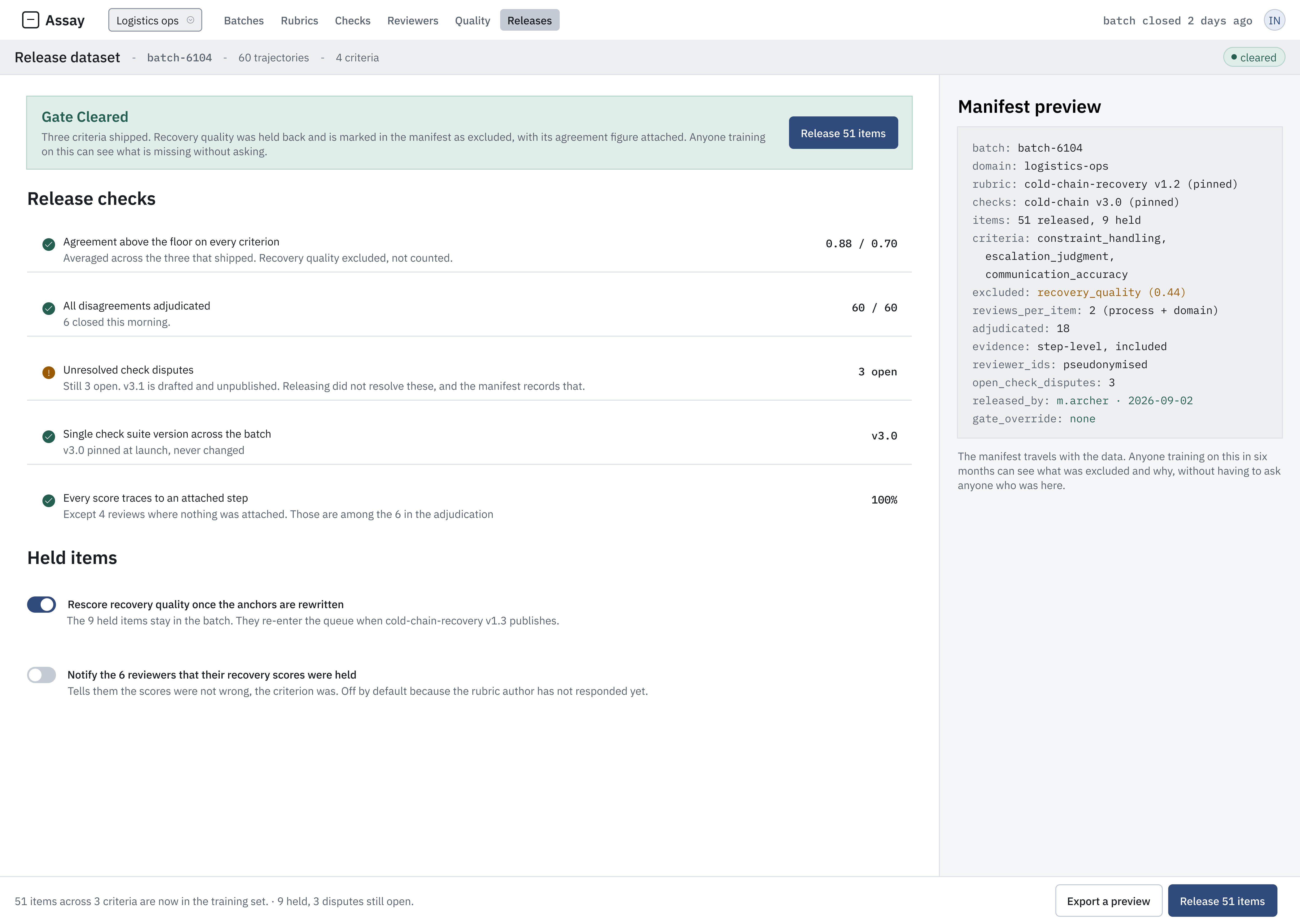 Dataset release